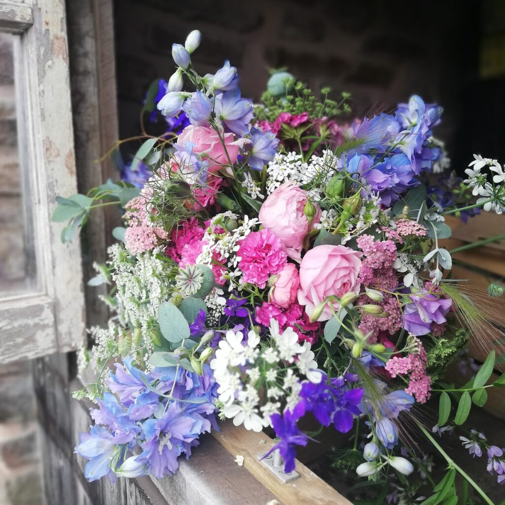 A seasonal scented bouquet for local delivery by Farhill Flowers, Monmouth.