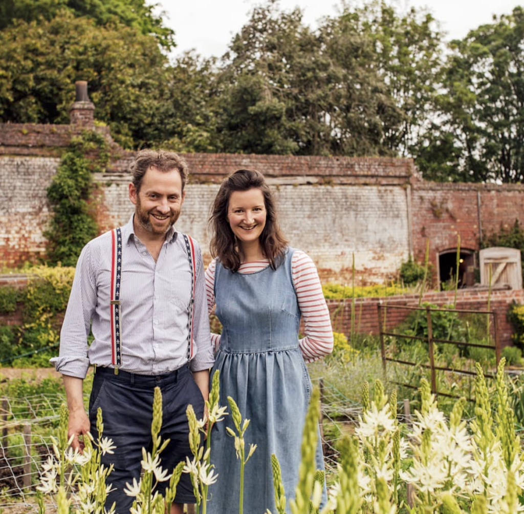 Stokesay Flower Barney and Victoria Maritin in the walled garden