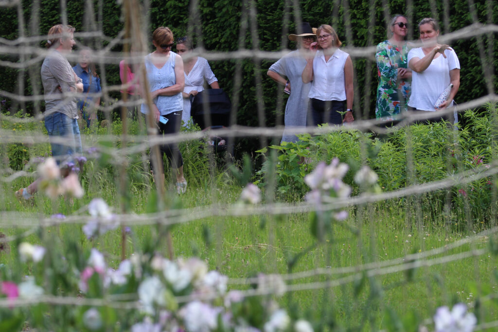 West Midlands members meet for a tour of Garden to Vase's flower plot near Banbury in British Flowers Week 2021