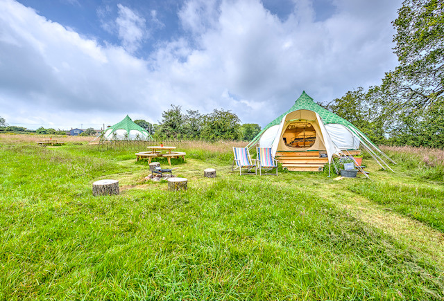 Some of the luxury yurts on site at Wye Valley Flowers