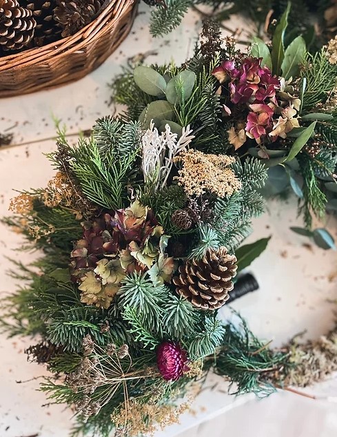 Christmas Wreath Making with Smitten With Flowers in West Yorkshire