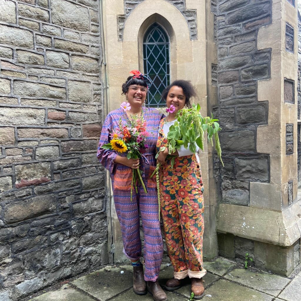 Sarah Barnes and Elsie Harp together in a promotional shot for their work with Bread and Roses