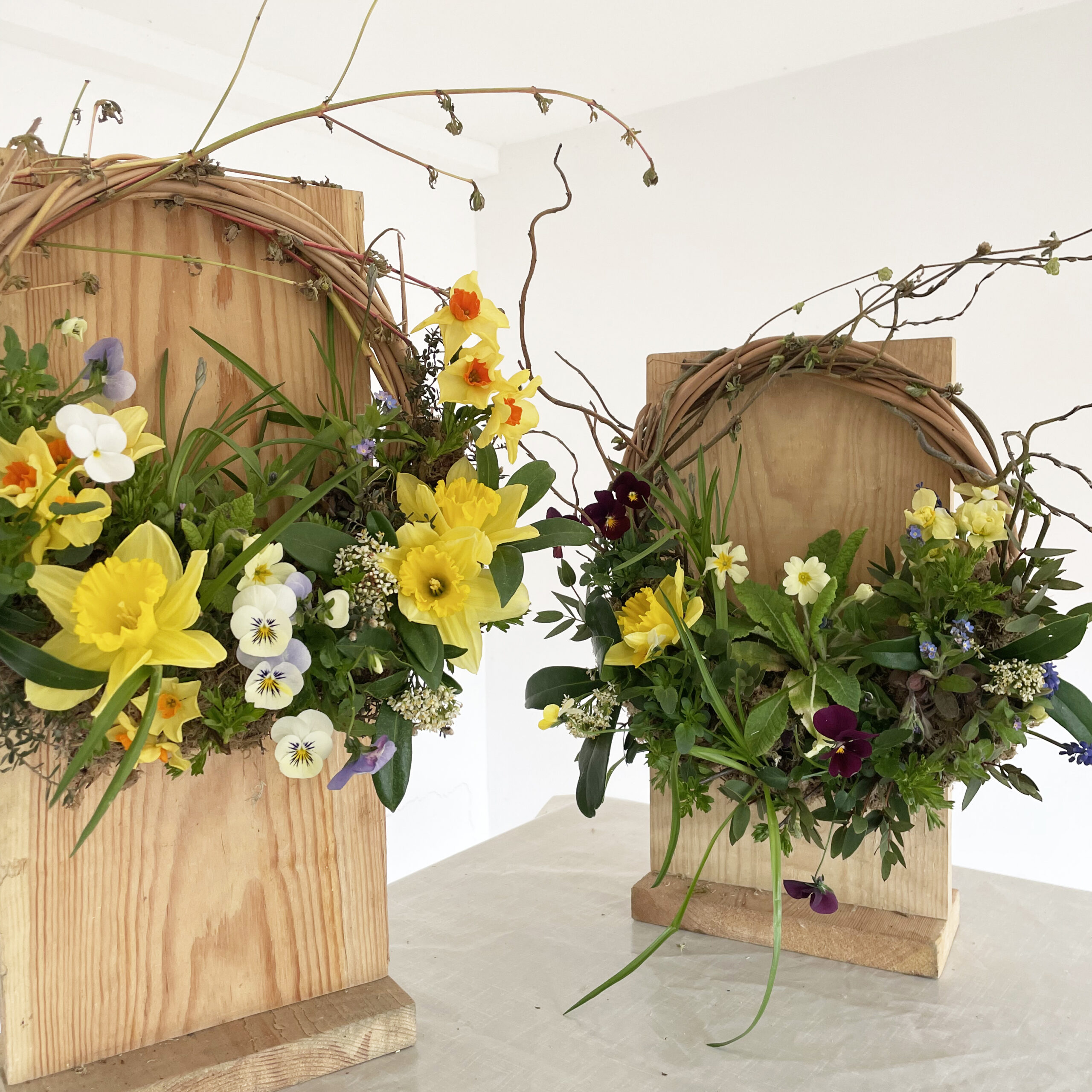 Living Spring Door Wreath with Little Garden in Warwickshire