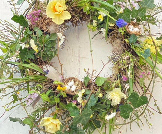 Easter Wreath Workshop with Eden Valley Flower Courses at The Makers Mill in Keswick Cumbria